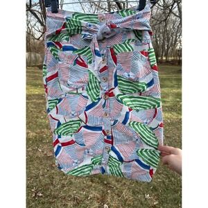Anthropologie Conversation Beach Umbrella Print ShoreTie Front Pencil Skirt SZ 0